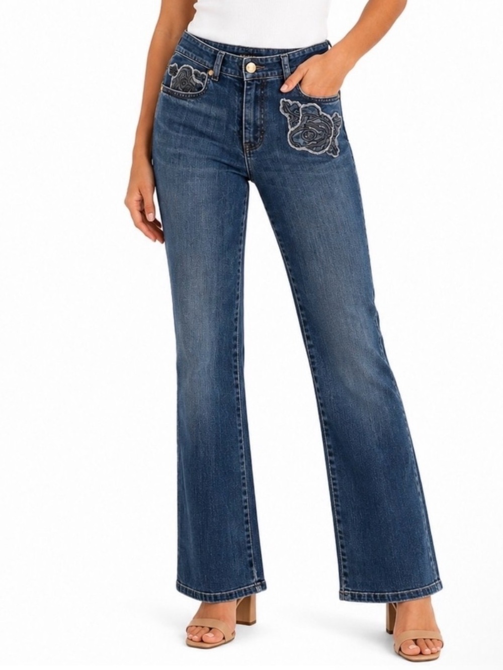 ESCADA Embroidered Flower Detail Jeans Size EU 44